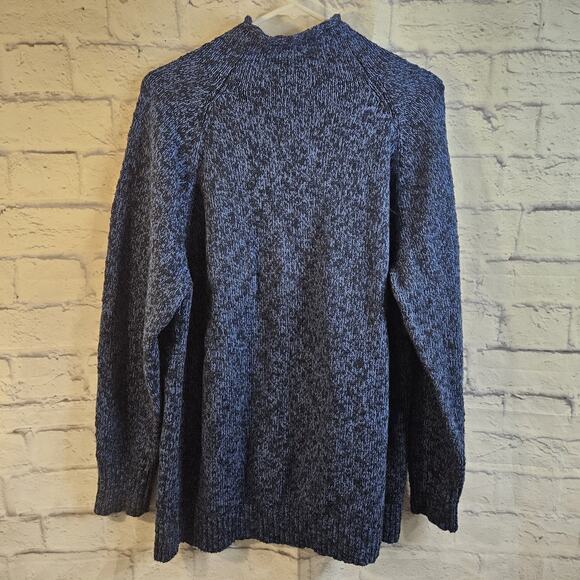 LL Bean Sweater Womens 2X Blue Ragg Funnelneck Roll Neck Ribbed Grandma - Picture 3 of 6